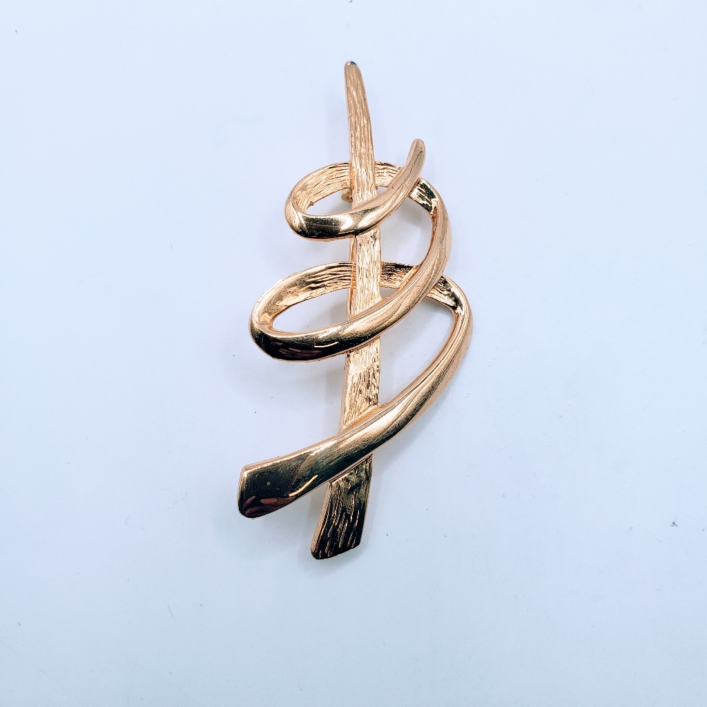 Vintage Jj Jonette Jewelry Gold Tone Fashion Swirl Brooch/Pin